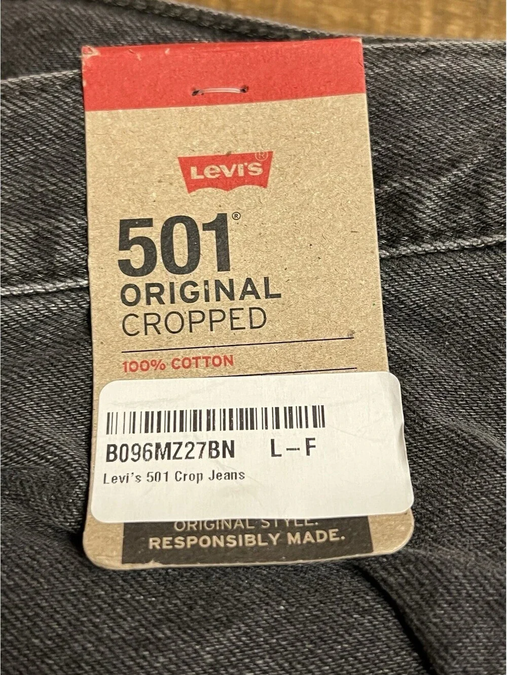 Levi's 501 Jeans Original Cropped Size 32x26 Get Off My Cloud Black